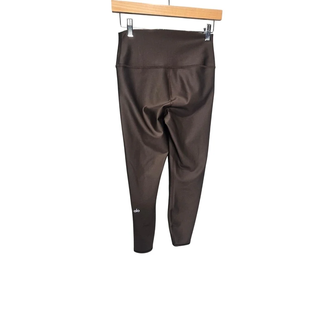 Alo Yoga Airlift Leggings Womens Medium Brown High Waist Shiny 7/8 Length